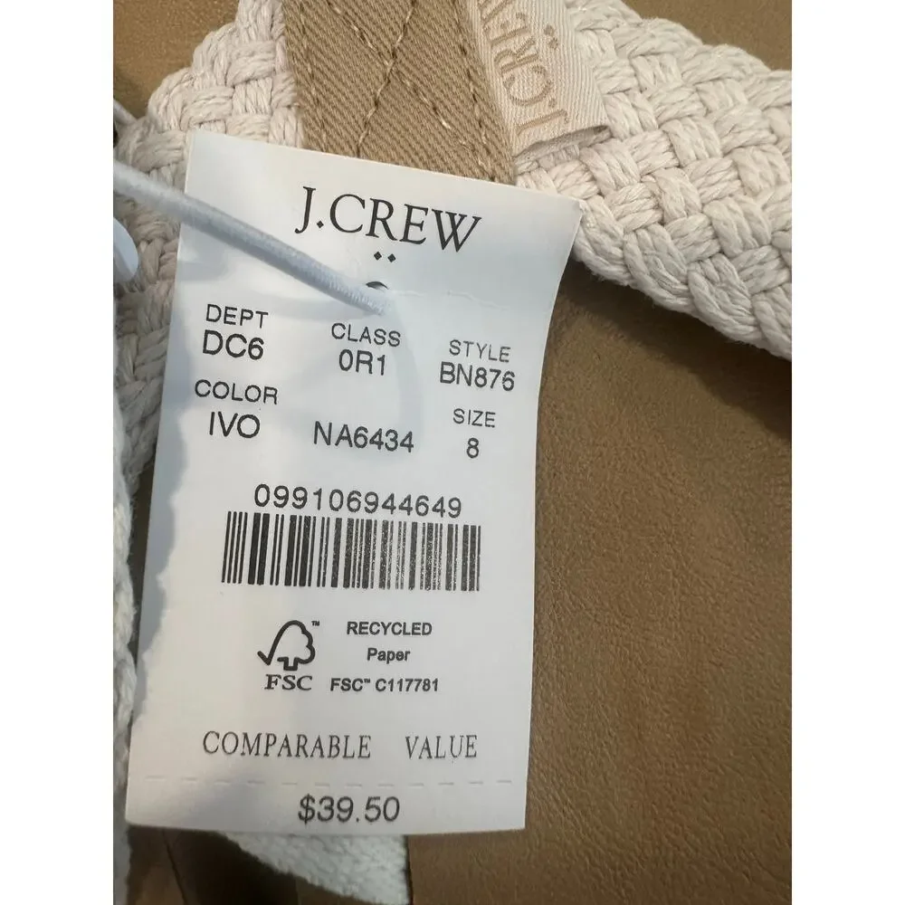 J.Crew Woven Thong Sandals Women’s Size 8 Ivory Tan NWT Flip Flops BN876